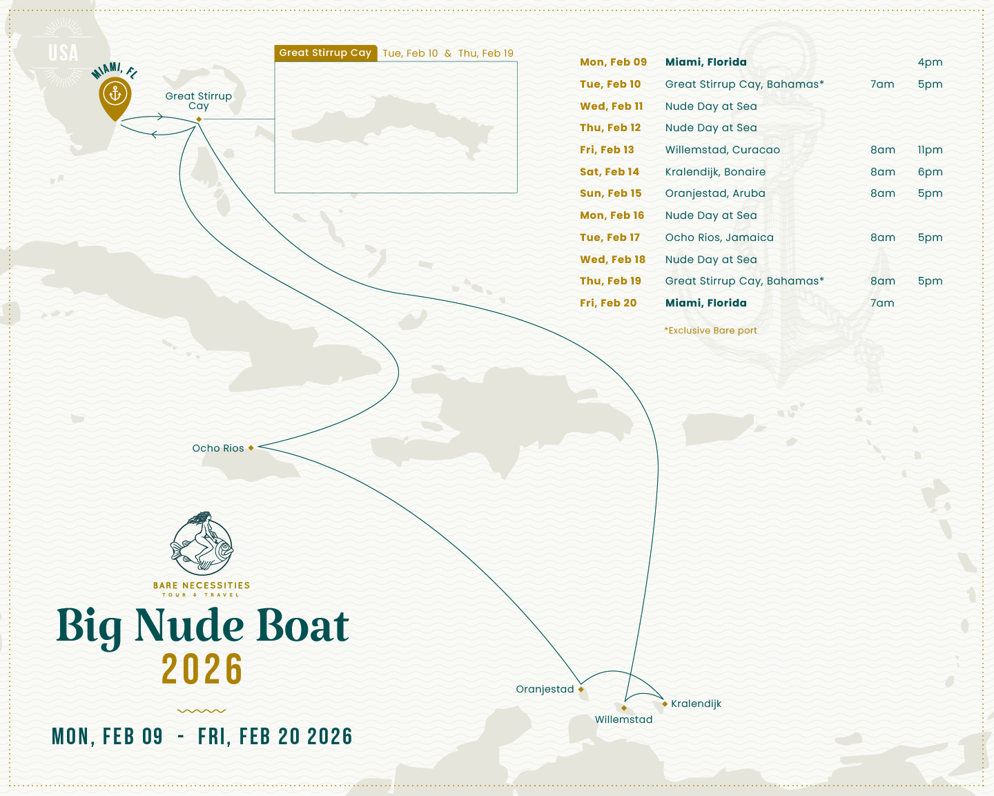 Big Nude Boat 2025 - 11 Tage Kreuzfahrt in der östlichen Karibik